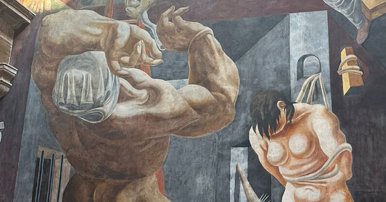 Mural anti-fascismo restaurado por Philip Guston revelado no México