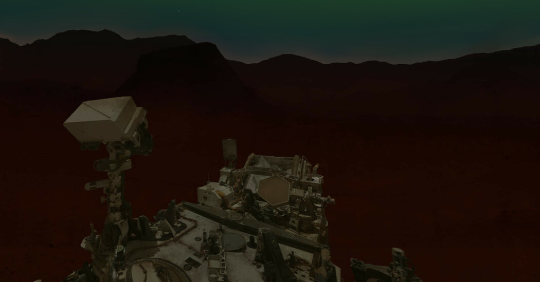 Primeira Aurora visível vista sobre Marte pela NASA Rover