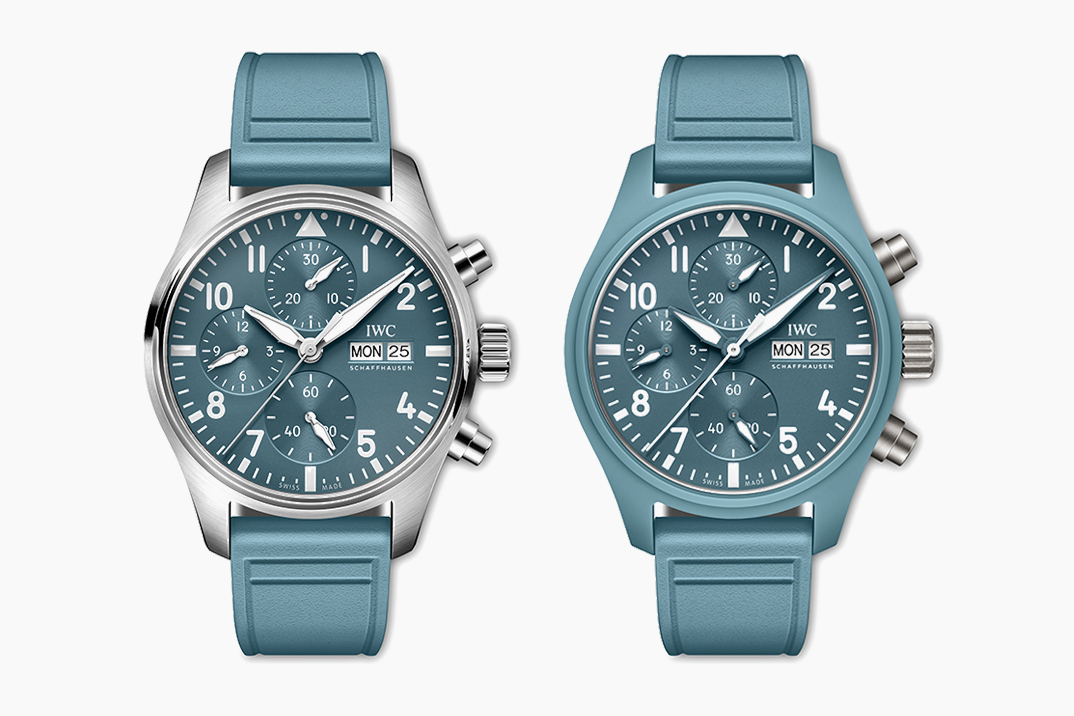 A IWC estreia Miramar Colorway para o cronógrafo de tampa do relógio do piloto, e também uma caixa de aço pela primeira vez