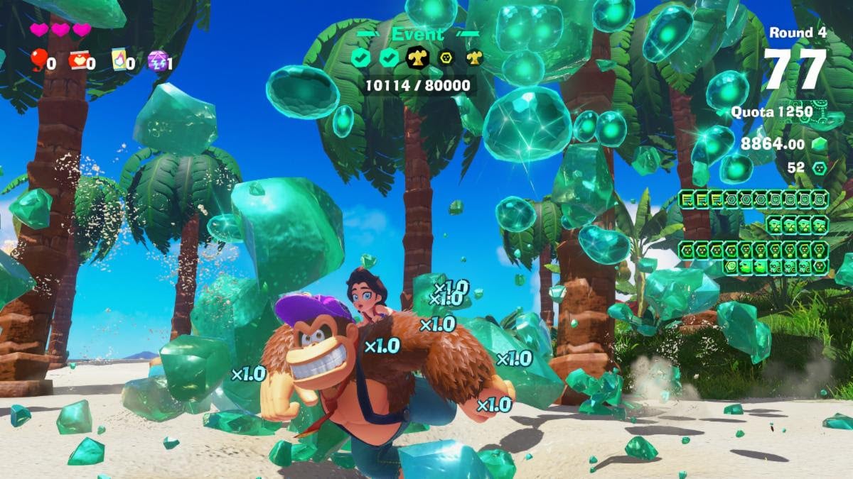 Donkey Kong Bananza DLC ‘DK Island + Emerald Rush’ sediará eventos mensais por tempo limitado