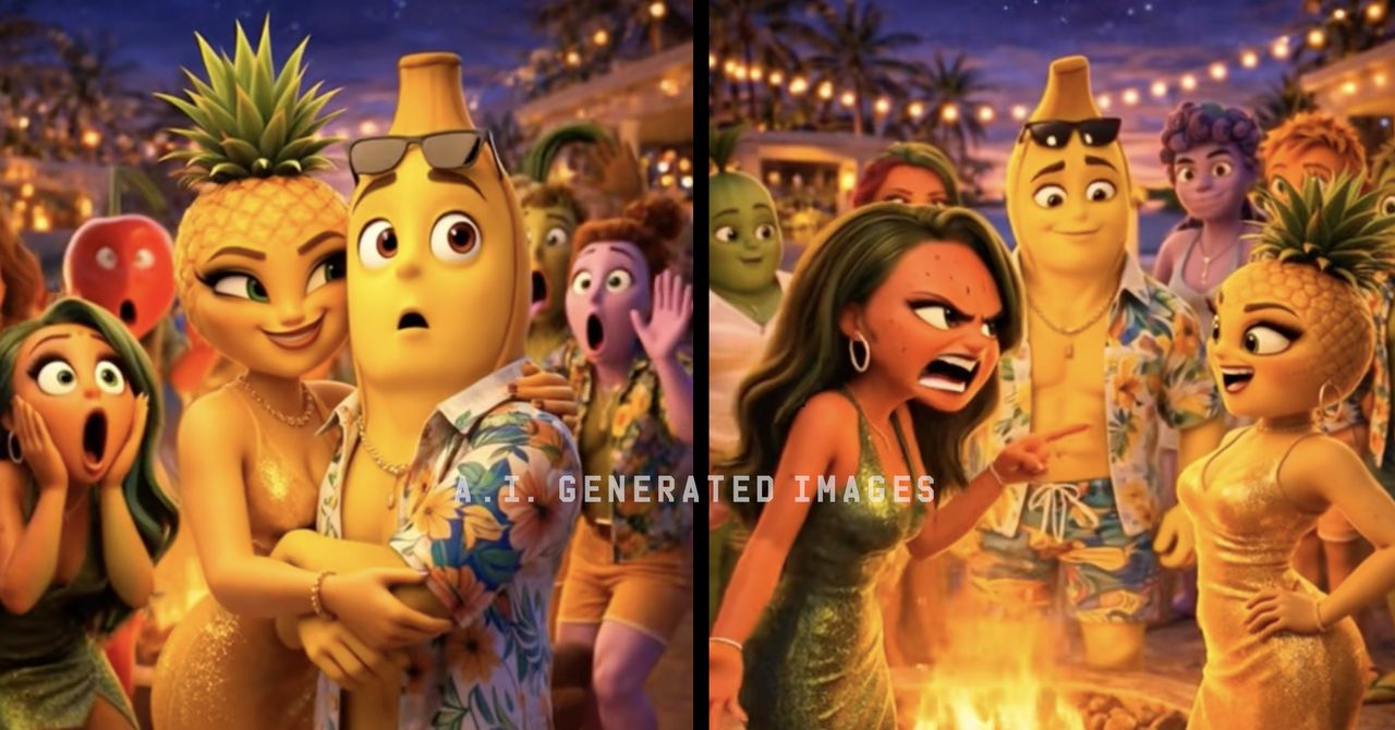 Há algo muito sombrio em muitos desses vídeos virais de frutas com IA